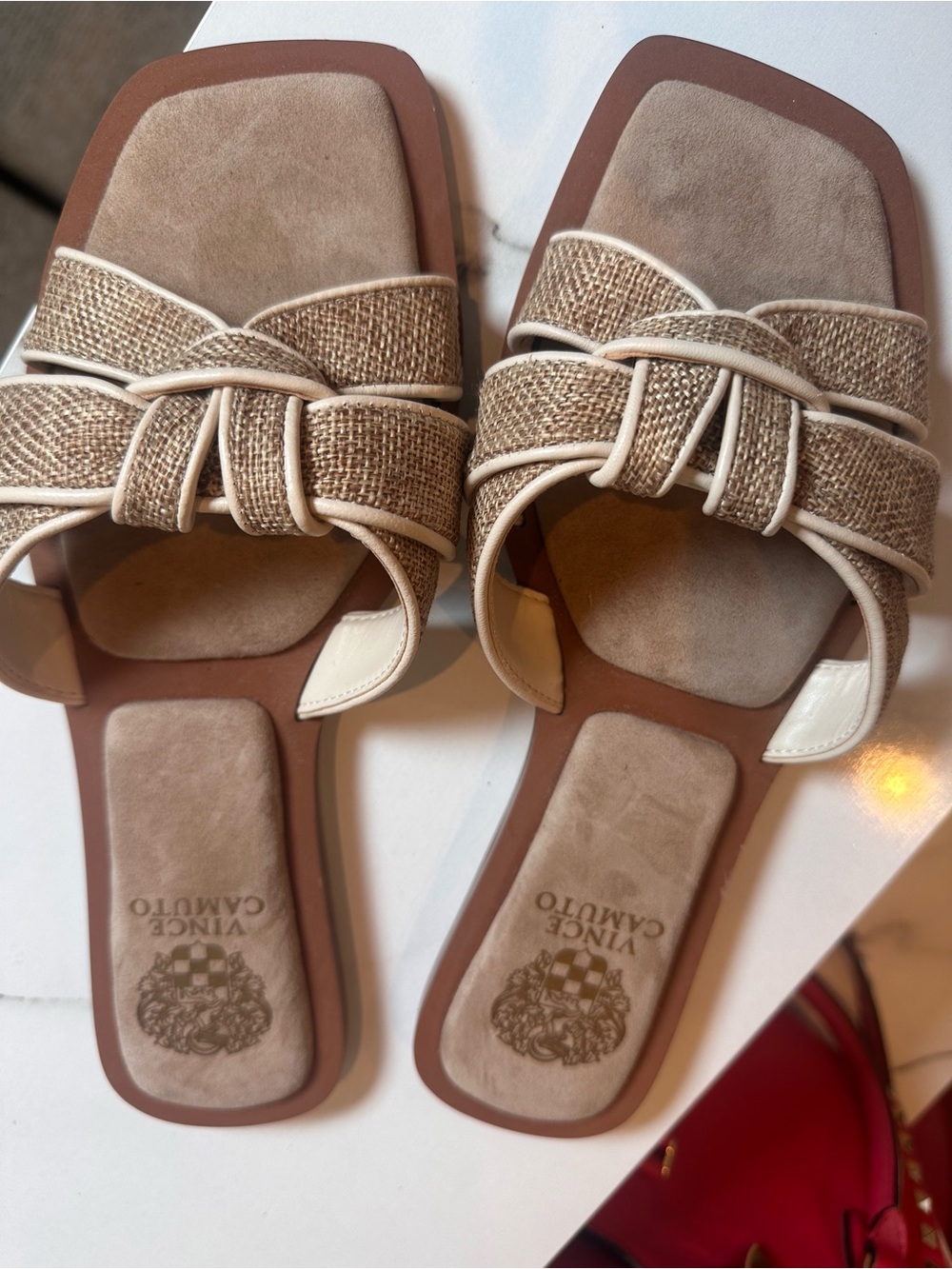 Vince Camuto Natural Raffia Bow
Slide Sandals